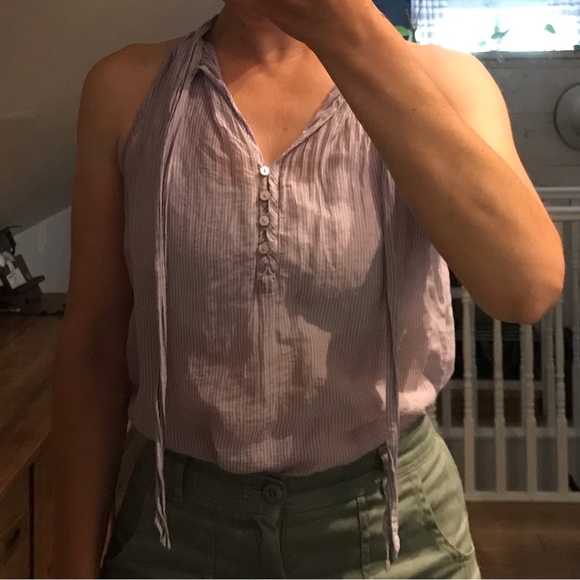 🇺🇸 SPLENDID XS Lavender Pinstripe A-line Tank Silk Cotton Lightweight - Picture 11 of 12